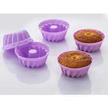 Pink Rose Bybirgül Lila-Mor 12 Li Silikon Mini Kek Kalıbı,muffin Kalıbı 12 Adetl