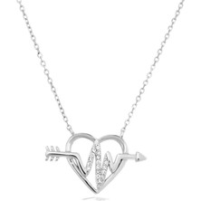 Aşkın Ritmi White Zirconia Taşlı Kalp Kadın Gümüş Kolye