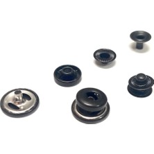 Trimist 15 mm Kapak 4'lü Çıtçıt Set(Alt Parçalar 12,5 Mm) - Paslanmaz Çelik - Siyah Oksit - 100 Takım