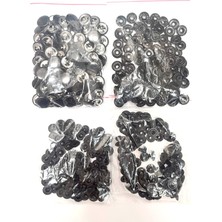 Trimist 15 mm Kapak 4'lü Çıtçıt Set(Alt Parçalar 12,5 Mm) - Paslanmaz Çelik - Siyah Oksit - 100 Takım