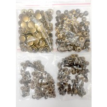 Trimist 15 mm Kapak 4'lü Çıtçıt Set(Alt Parçalar 12,5 Mm) - Paslanmaz Çelik - Antik Sarı - 100 Takım