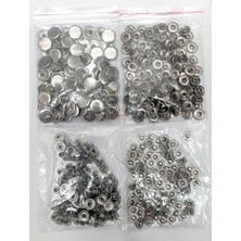 Trimist 15 mm Kapak 4'lü Çıtçıt Set (Alt Parçalar 12,5 Mm)- Paslanmaz Çelik - 100 Takım