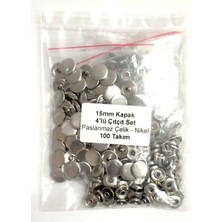Trimist 15 mm Kapak 4'lü Çıtçıt Set (Alt Parçalar 12,5 Mm)- Paslanmaz Çelik - 100 Takım