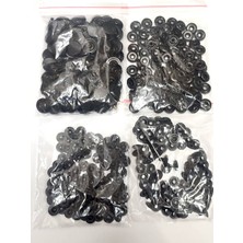 Trimist 15 mm Siyah Plastik Kapak 4'lü Çıtçıt Set(54) - Paslanmaz Çelik - Siyah Oksit- 100 Takım