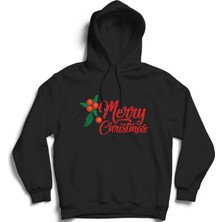 The Fame Noel Süsü, Merry Christmas, Ornament Yeniyıl, Yılbaşı Kapüşonlu Sweatshirt Hoodie