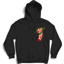 The Fame Noel Baba, Noel Sock Logo, Çorap, Christmas, Yeni Yıl, Yılbaşı Kapüşonlu Sweatshirt Hoodie
