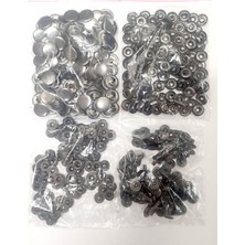 Trimist 15 mm Kapak 4'lü Çıtçıt Set(Alt Parçalar 12,5 Mm) - Paslanmaz Çelik - Siyah Nikel - 100 Takım