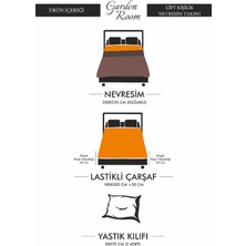 Garden Room Pamuklu Nevresim- Lastikli Çarşaflı Nevresim Takımı Çift Kişilik Gri - Kahverengi