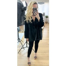 Modaonna Siyah Kadife Oversize Ceket