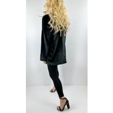 Modaonna Siyah Kadife Oversize Ceket