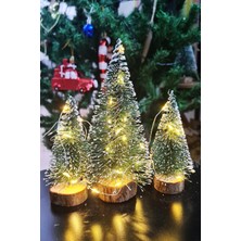 Pekshop Işıklı Yılbaşı Ağacı 3lü Mini Masa Üstü Yılbaşı Ağacı Seti 3 Ad ve 3m Peri LED Işık