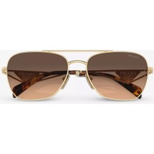 Prada PR A50S ZVN50C 59-17 Kadın Gold Metal Oval Güneş Gözlüğü