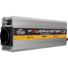 Powermaster PM-11149 12 Volt 220 Volt Inverter Dönüştürücü 1000 Watt Modified Sınus 12V-220V Soğutucu Fanlı