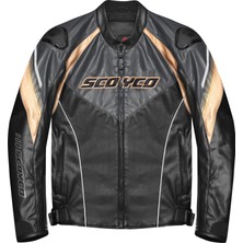 Scoyco JK187 4 Mevsim Deri Mont Black-Gold