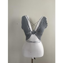 Ceyss Design El Örgüsü Kelebek Büstiyer Gri