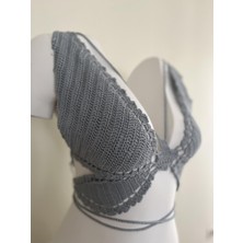 Ceyss Design El Örgüsü Kelebek Büstiyer Gri