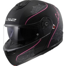 LS2 Strobe 2 Lux Mat Siyah-Pembe Kask Motosiklet İçin Hafif ve Dayanıklı Malzeme