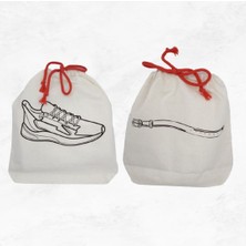 Moy Bag Baskılı Pamuk Kese Kemer Spor Ayakkabı Çanta Bavul Düzenleyici Seyahat Organizer-2’li Set