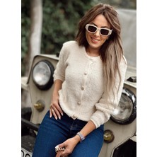 Asur Boutique Asur Butik Kadın Teddy Yumoş  Gold Düğme  Hırka