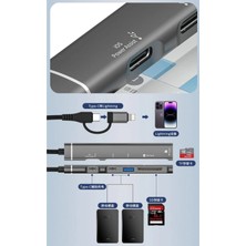 Apera NR43 5in1 Apple iPhone Uyumlu Hızlı Şarj Aleti Type-C Lightning Multi Girişli Hub Dock USB 3.0 Kart Okuyuculu