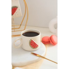 Perla El Yapımı Karpuz Figürlü 24K Altın Dekorlu Seramik Mug 200ML