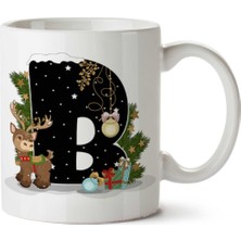 Art Hediye Yeni Yıl Merry Christmas Yılbaşı'na Özel B Harfi Baskılı Kupa Bardak