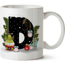 Art Hediye Yeni Yıl Merry Christmas Yılbaşı'na Özel D Harfi Baskılı Kupa Bardak