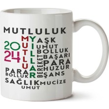Art Hediye 2024 Mutlu Yıllar Akrostiş Sözler Baskılı Kupa Bardak