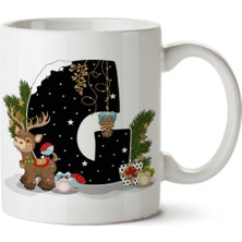 Art Hediye Yeni Yıl Merry Christmas Yılbaşı'na Özel G Harfi Baskılı Kupa Bardak