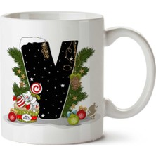 Art Hediye Yeni Yıl Merry Christmas Yılbaşı'na Özel V Harfi Baskılı Kupa Bardak