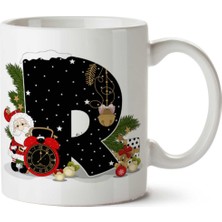 Art Hediye Yeni Yıl Merry Christmas Yılbaşı'na Özel R Harfi Baskılı Kupa Bardak