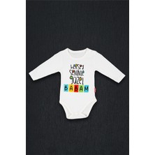 Adisia  Bebek Beyaz Her Şey Seninle Güzel Babam Baskılı Alttan Çıtçıtlı Zıbın
