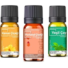 Evove Hastalıklara Karşı Oda Kokusu-Buhurdanlık Yağı Serisi 3X10ML Esansiyel Uçucu Yağ %100 Doğal Kavun Çiçeği & Yeşil Çay & Portakal Çiçeği 3'lü Yaz-Kış Sağlık Seti