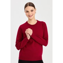 Desen Triko Kadın Klasik Bayan Bluz Vişne