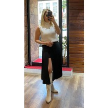 Alya NS Butik Yan Yırtmaçlı Içi Şortlu Piliseli Etek