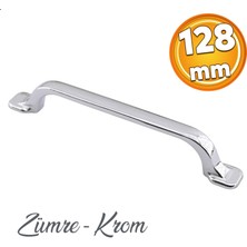 Badem10 Zümre Düz Mobilya Mutfak Dolabı Çekmece Dolap Kapak Kulbu Krom 128 mm Metal Kulp