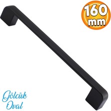Badem10 Gölcük Oval (160 mm - 16 cm) Siyah Metal Mobilya Mutfak Dolabı Çekmece Kapı Dolap Kapak Kulbu Kulpları
