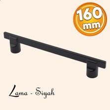 Badem10 Oval Lama Ayder 160 mm Düz Mobilya Mutfak Dolabı Çekmece Dolap Kapak Kulbu Siyah Metal Kulp