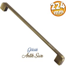 Badem10 Gölcük Oval (224 mm - 22.4 cm) Metal Antik Sarı Mobilya Mutfak Çekmece Dolap Dolabı Kapak Kulbu Kulpu Kulpları