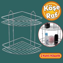 Badem10 Oval Köşelik Small Banyo Krom 2 Katlı Şampuan Kese Sabun Duş Malzeme Estetik Köşe Raf Muhafaza