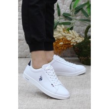 U.S. Polo Assn. Anatomik Unisex Sneaker Ayakkabı Suni Deri Beyaz Kauçuk Tabanlı Günlük Kullanım