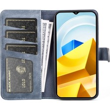 4U Sky Xiaomi Için Poco M5 Için 4g Pu Deri Renk Ekleme Telefon Kılıf Stand Cüzdan Folio Flip Anti-Drop Iç Tpu Kapak-Blue (Yurt Dışından)