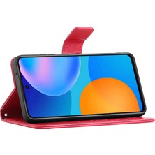 4U Sky Xiaomi 12T 5g/redmi K50 Ultra 5G/12T Pro 5g Pu Deri Deri Baskılı Baykuş Ağacı Desen Kılıf Anti-Çizelge Cüzdan Stand Manyetik Toka Kapak-Kırmızısı (Yurt Dışından)