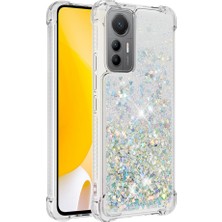 4U Sky Xiaomi Için 12 Lite 5g Yumuşak Tpu Damla Geçirmez Kapak Cep Telefonu Koruyucu Kılıf Sıvı Yüzer Glitter Sequins-Silver/kalpler (Yurt Dışından)