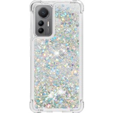 4U Sky Xiaomi Için 12 Lite 5g Yumuşak Tpu Damla Geçirmez Kapak Cep Telefonu Koruyucu Kılıf Sıvı Yüzer Glitter Sequins-Silver/kalpler (Yurt Dışından)