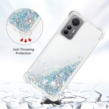 4U Sky Xiaomi Için 12 Lite 5g Yumuşak Tpu Damla Geçirmez Kapak Cep Telefonu Koruyucu Kılıf Sıvı Yüzer Glitter Sequins-Silver/kalpler (Yurt Dışından)