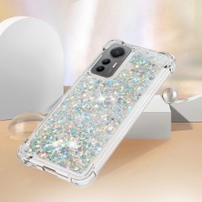 4U Sky Xiaomi Için 12 Lite 5g Yumuşak Tpu Damla Geçirmez Kapak Cep Telefonu Koruyucu Kılıf Sıvı Yüzer Glitter Sequins-Silver/kalpler (Yurt Dışından)