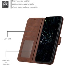 4U Sky Xiaomi Için 12 Lite 5g Pu Deri Koruyucu Telefon Kılıfı Destekleme Stand Basit Stil Baskılı Dikişli Cep Telefonu Kapak Strap-Brown ile (Yurt Dışından)