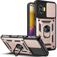 4U Sky Xiaomi Için Poco F4 Gt/redmi K50 Gaming Pc+Tpu Hibrit Kılıf Kılıf Kamera Koruma Yüzüğü Kickstand Telefon Kapak Golü Altın (Yurt Dışından)