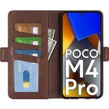 4U Sky Xiaomi Için Poco M4 Pro 4g Dokulu Pu Deri Telefon Kılıf Stand Cüzdan Manyetik Toka Kabuk-Kahverengi (Yurt Dışından)